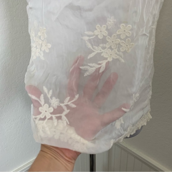 Boho Chic Ethereal Semi Sheer Embroidered Silk Blend Top Womens S Floral Italy - Picture 6 of 17